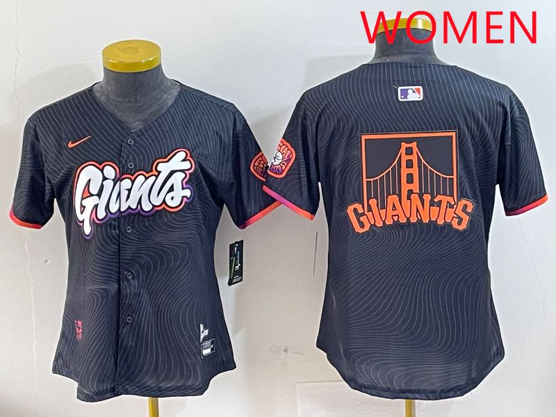 Women San Francisco Giants Blank Black Second generation Joint Name 2025 Nike MLB Jersey style 5->women mlb jersey->Women Jersey